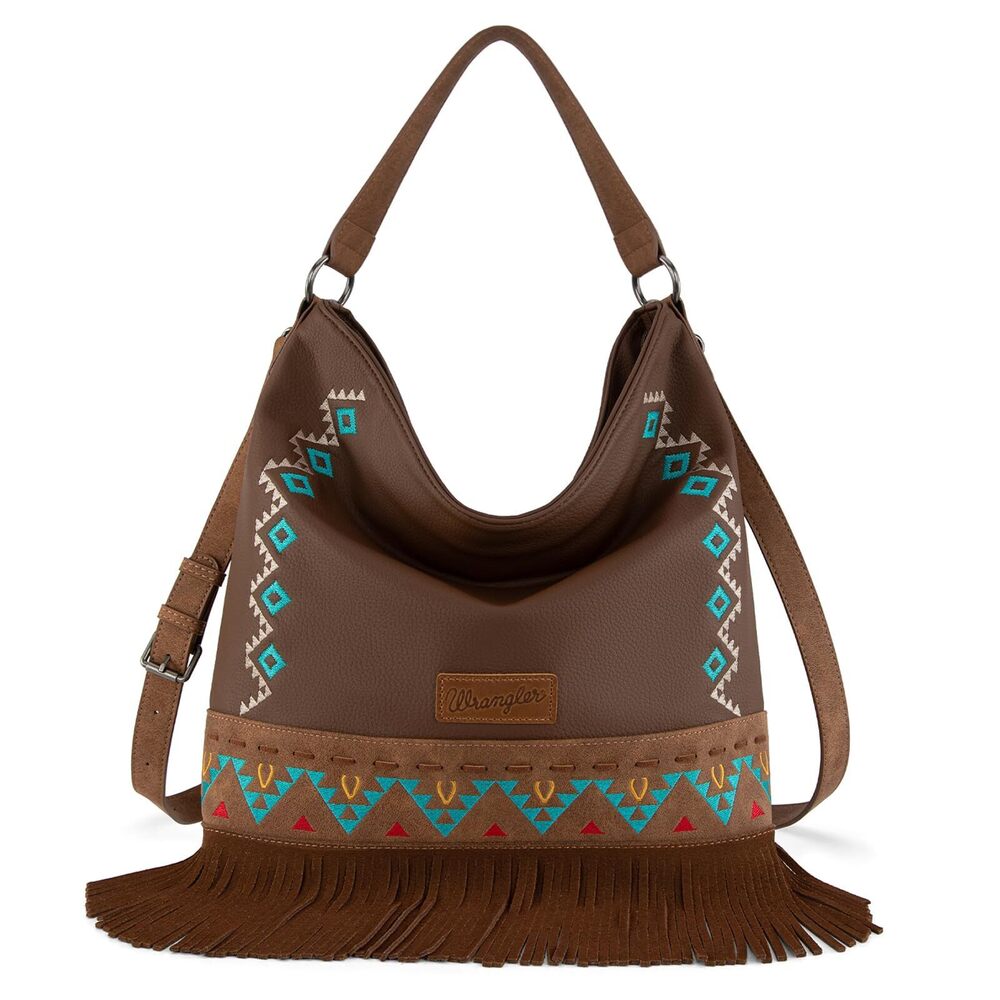 2365 Wrangler Shoulder Bag Aztec Purses Embroidered Fringe Hobo Bag